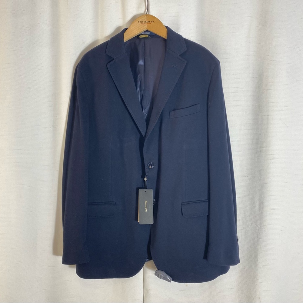 Massimo Dutti Men's Navy Blazer Size 48